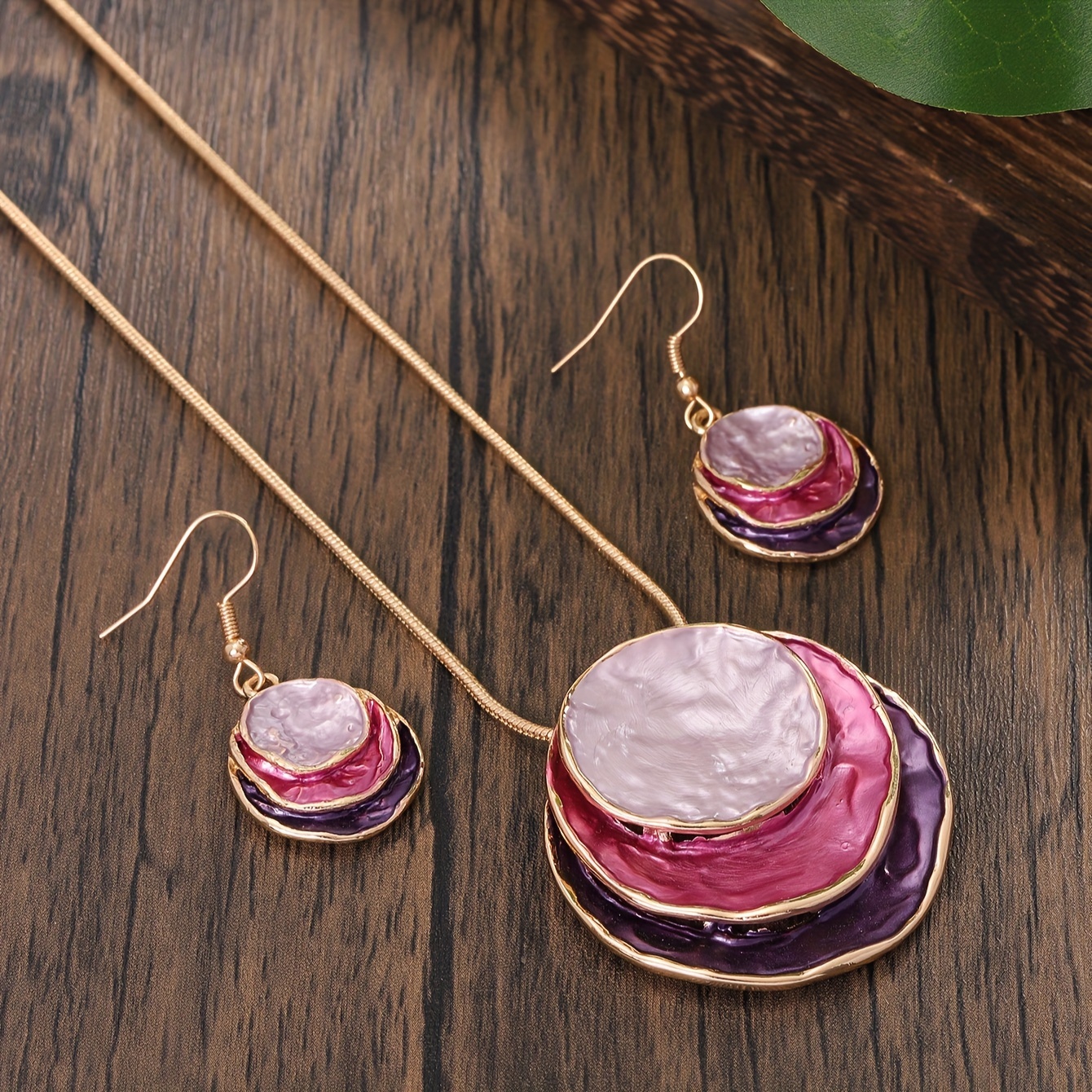 Boho Jewelry Set Disc Drop Earrings Necklace Party Accessories
